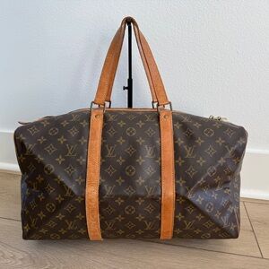 Louis Vuitton Brown Monogram Duffel with Tan Leather Straps